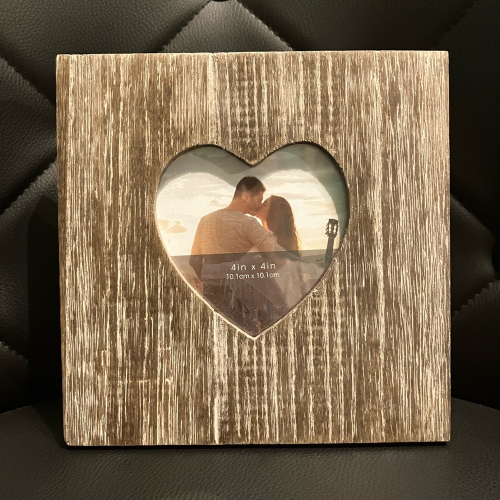 Heart-Shaped Rustic Brown Photo Frame